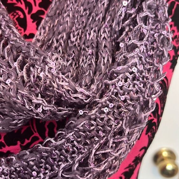 Noelle infinity scarf.  Lilac/light purple with sequins. - Picture 2 of 4